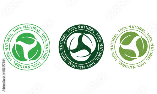 100% Natural vector logo or badge vector template