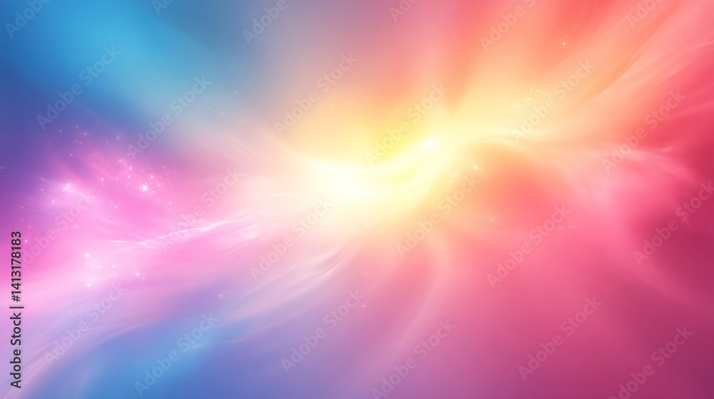Colorful abstract background merging pink, blue and yellow lights