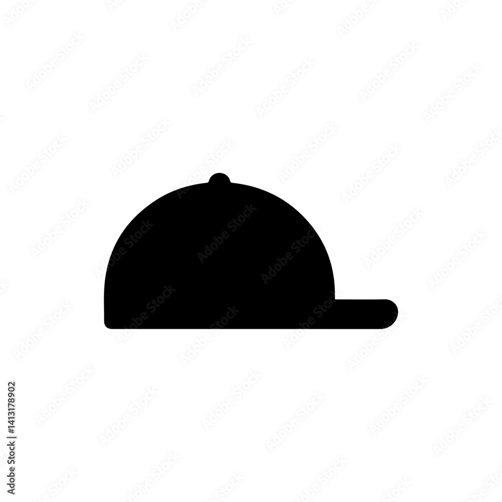 Fototapeta premium Skater Cap Flatbill Black Icon 1990s Fill