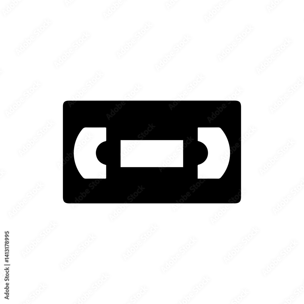 Black VHS Tape Icon - Simple 90s Video Cassette Design Black VHS Tape Icon - Simple 90s Video Cassette Design