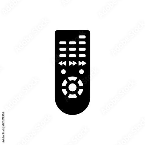 Black VCR Remote Control Icon - Old 90s Style