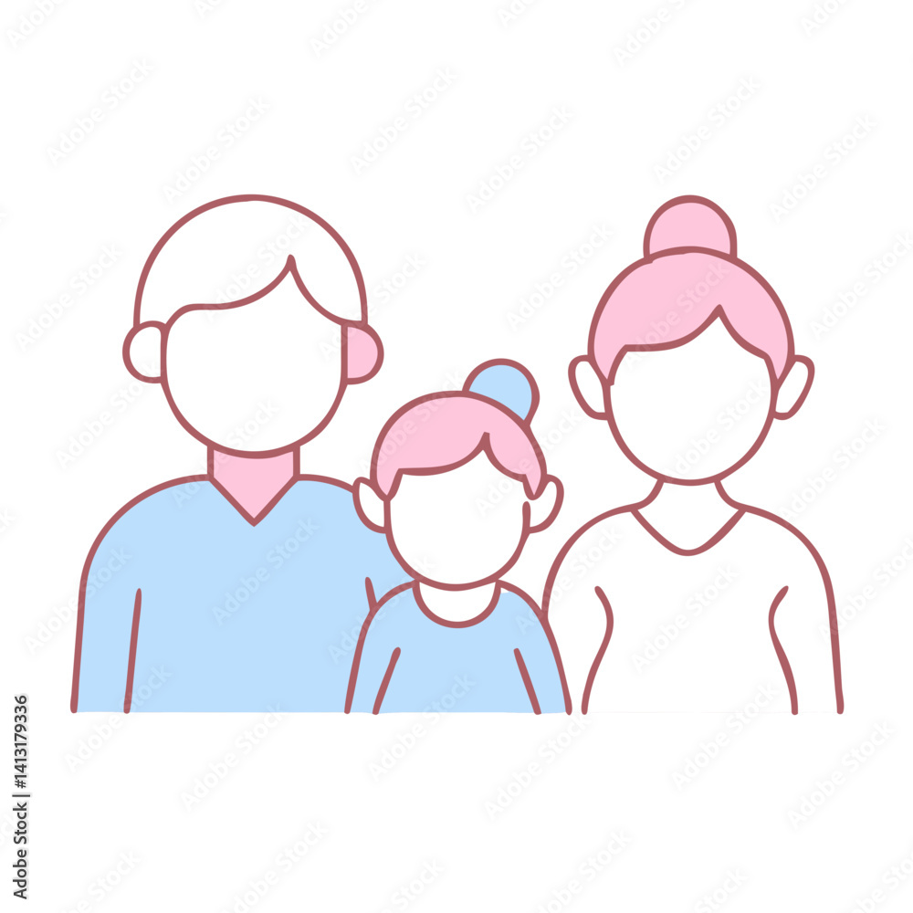 Multigenerational Family Icon in Soft Colors Multigenerational Family Icon in Soft Colors
