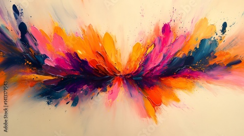 Obraz na płótnie Colorful abstract painting exploding with vivid colors and brushstrokes w salonie