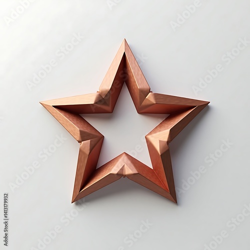 Rose gold star decoration on white background for christmas and holiday season celebration design element