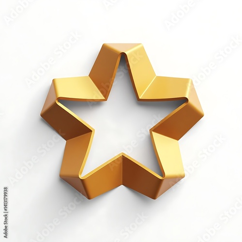 Golden star shape illustration for graphic design and decoration elements on white background