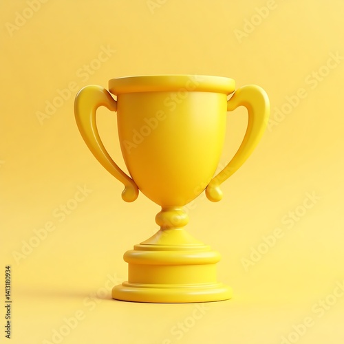 Yellow trophy award prize champion achievement competition success winning illustration render 3d art
