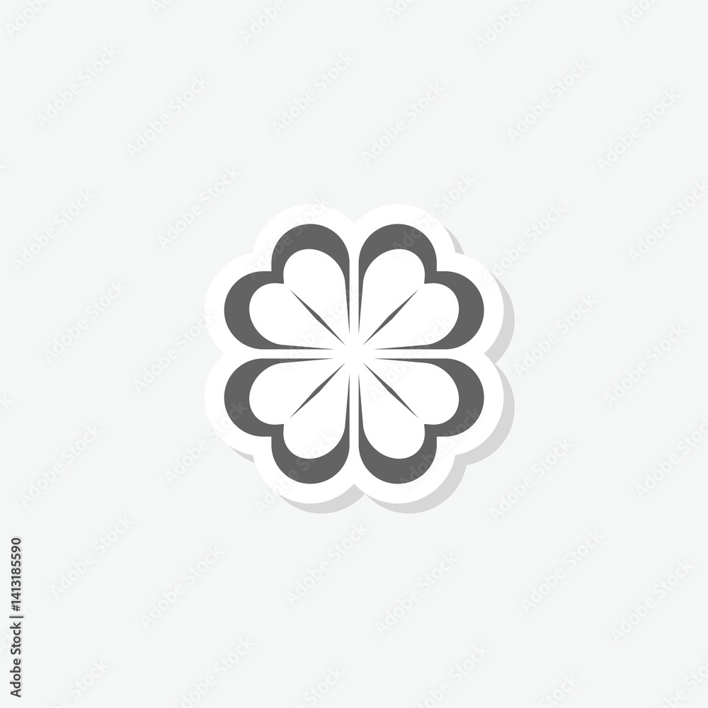 St Patrick clover icon sticker isolated on gray background St Patrick clover icon sticker isolated on gray background