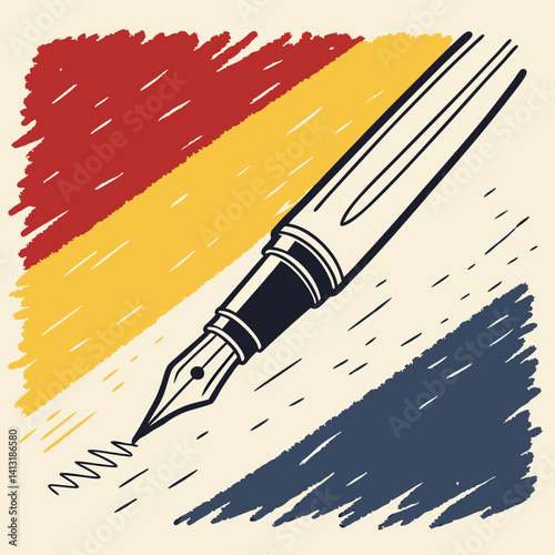 Retro Fountain Pen Illustration
