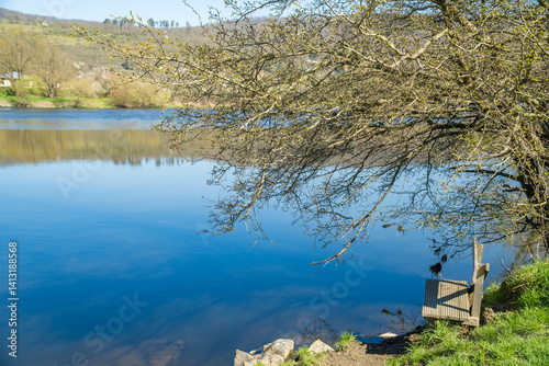 Beautiful views of the summer birds, river Berounka, forest and mountains, Czech