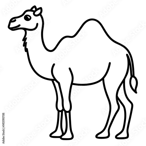 Minimal Bactrian Camel Vector Illustration on White Background
