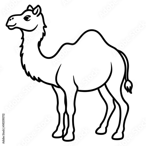 Minimal Bactrian Camel Vector Illustration on White Background