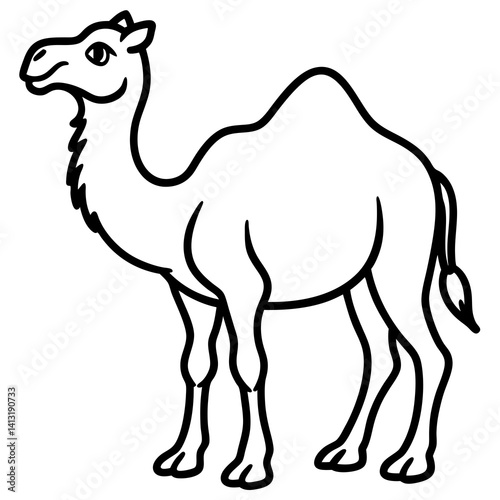 Minimal Bactrian Camel Vector Illustration on White Background