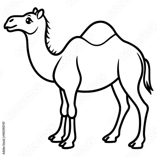 Minimal Bactrian Camel Vector Illustration on White Background