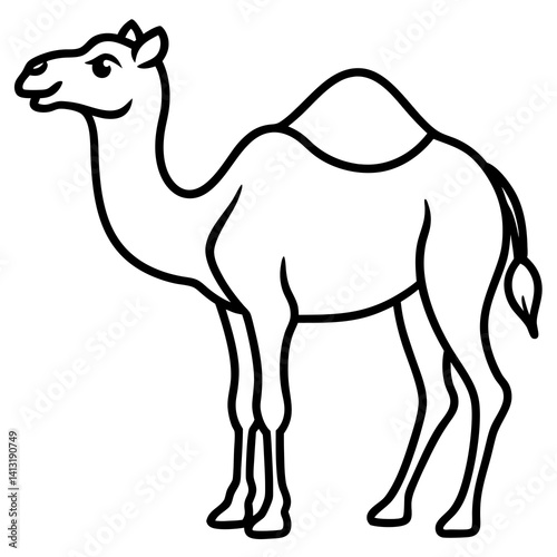 Minimal Bactrian Camel Vector Illustration on White Background