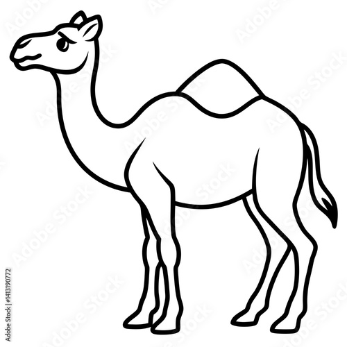 Minimal Bactrian Camel Vector Illustration on White Background
