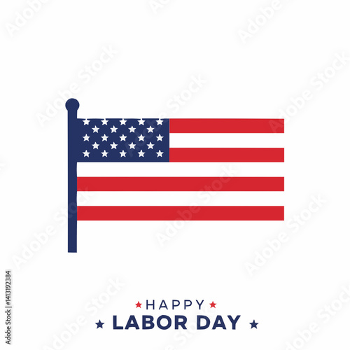 American Flag Representing Labor Day Celebration  