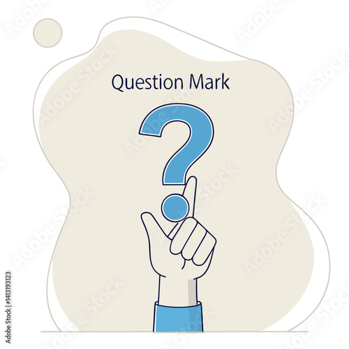 Hand Holding Light Blue Question Mark: Asking and Seeking Information.