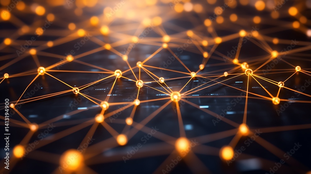High tech digital grid with glowing network lines in dark tones high resolution picture High tech digital grid with glowing network lines in dark tones high resolution picture