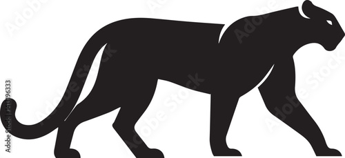 Black Panther Silhouette Vector Walking in Side Profile

