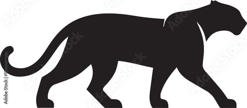 Black Panther Silhouette Vector Walking in Side Profile

