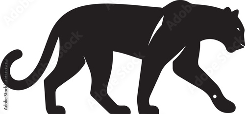 Black Panther Silhouette Vector Walking in Side Profile

