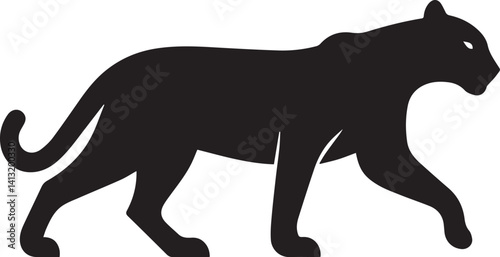 Black Panther Silhouette Vector Walking in Side Profile

