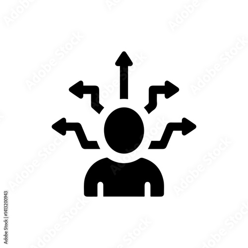 Person with Multiple Paths Behind for Decision Making Icon