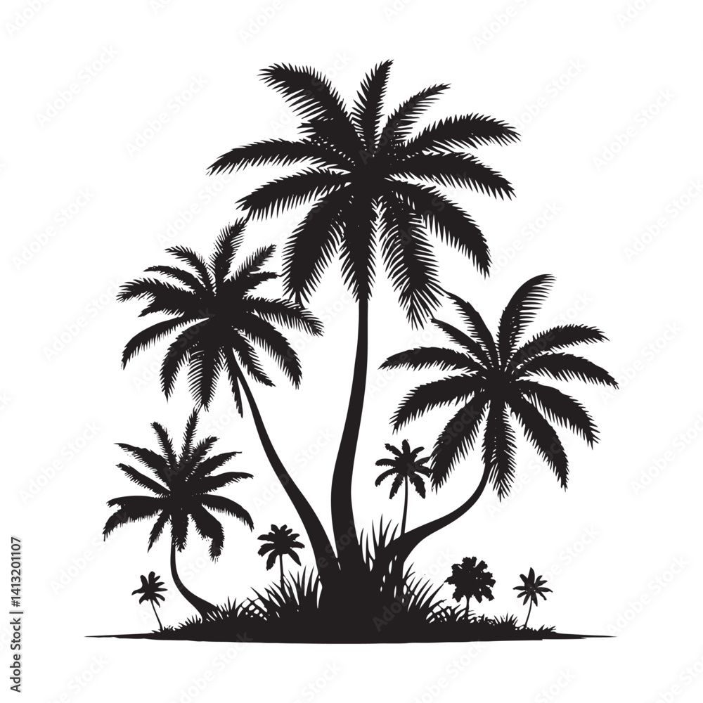 Black and White Palm tree - Minimalist Palm Tree Vector - Silhouette of Tree - Palm tree art. Black and White Palm tree - Minimalist Palm Tree Vector - Silhouette of Tree - Palm tree art.