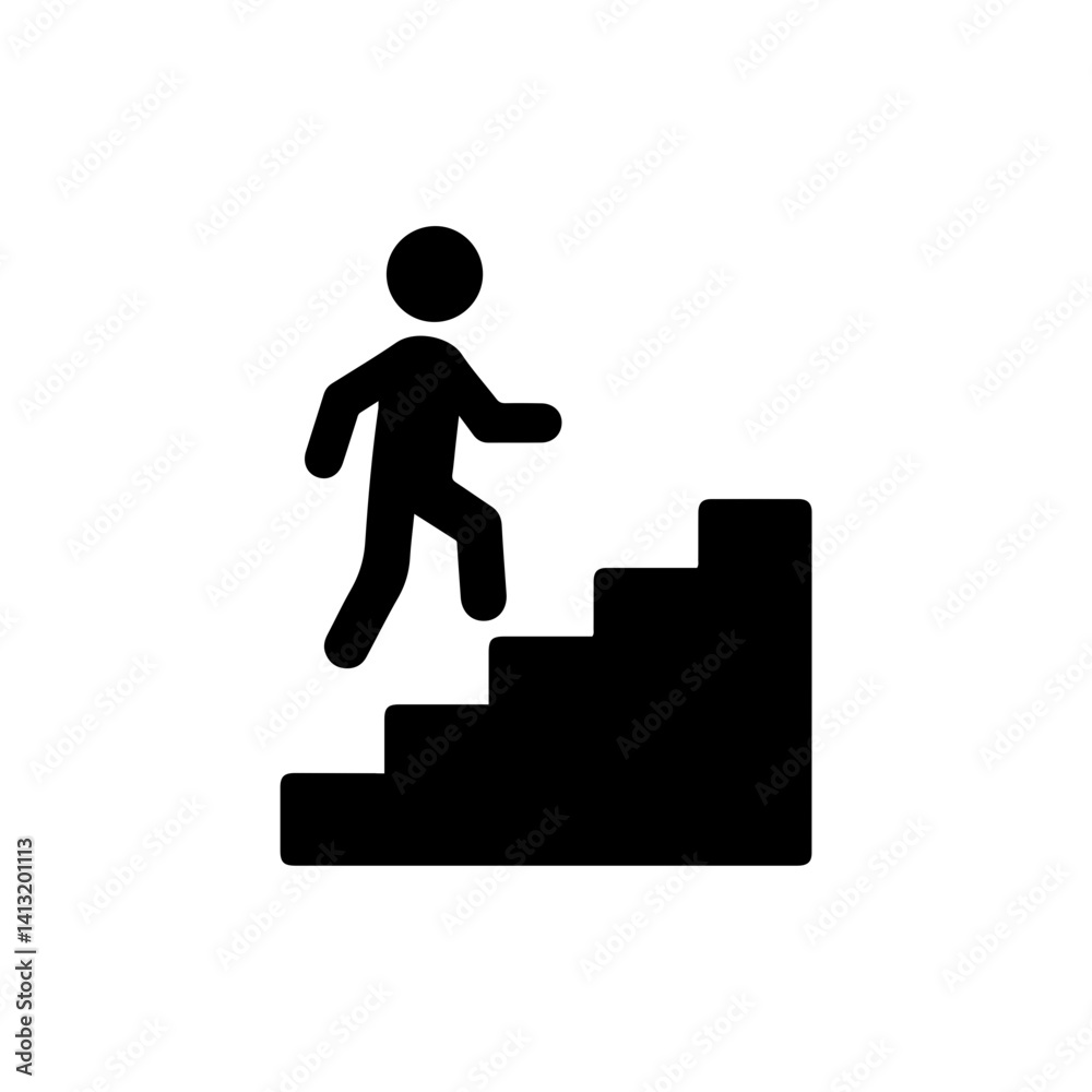 Steps Icon with User Climbing for Growth Journey Steps Icon with User Climbing for Growth Journey