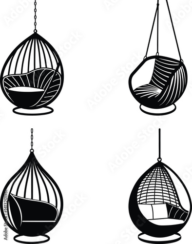 Hanging Chair silhouette vector