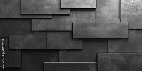 Dark Gray and Black Overlapping Rectangular Tiles Texture