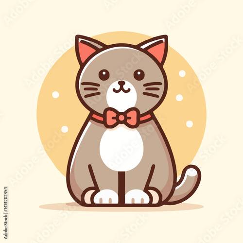 Kawaii vector cat design with fluffy tail sweet cheeks and cartoon pose ideal for cute product branding pet shop graphics and children’s animal content