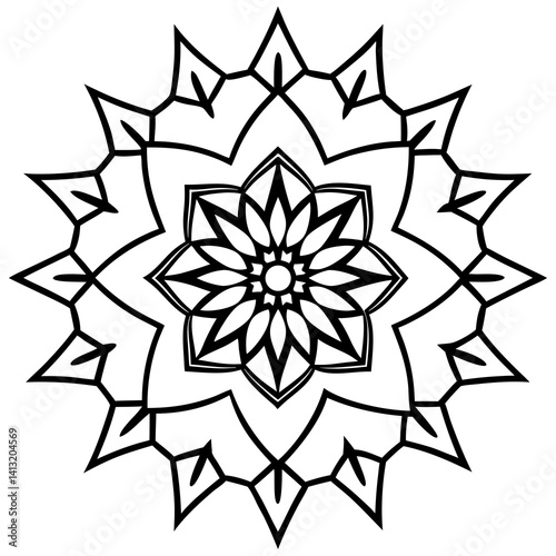 Minimal American Mandala Vector Illustration on White Background