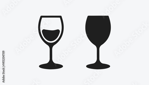 Minimal wine glasses vector isolated on light background