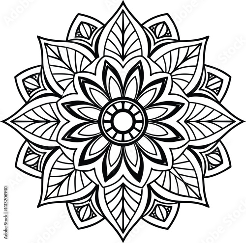 Download the Vector abstract mandala pattern. Art on the wall. Coloring book Lace pattern The tattoo. Design for a wallpaper Paint shirt and tile Sticker Design, Decorative circle ornament in ethnic o