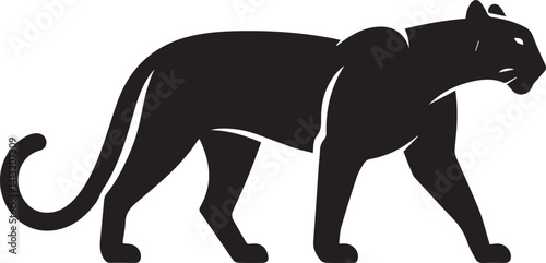 Black Panther Silhouette Vector Walking in Side Profile

