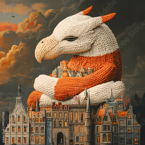 huge knitted griffin