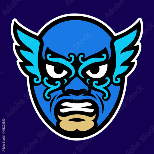 Luchador Vector Sports Mascot Logo – Fierce Masked Wrestler Team Emblem for Esports & Athletic Branding