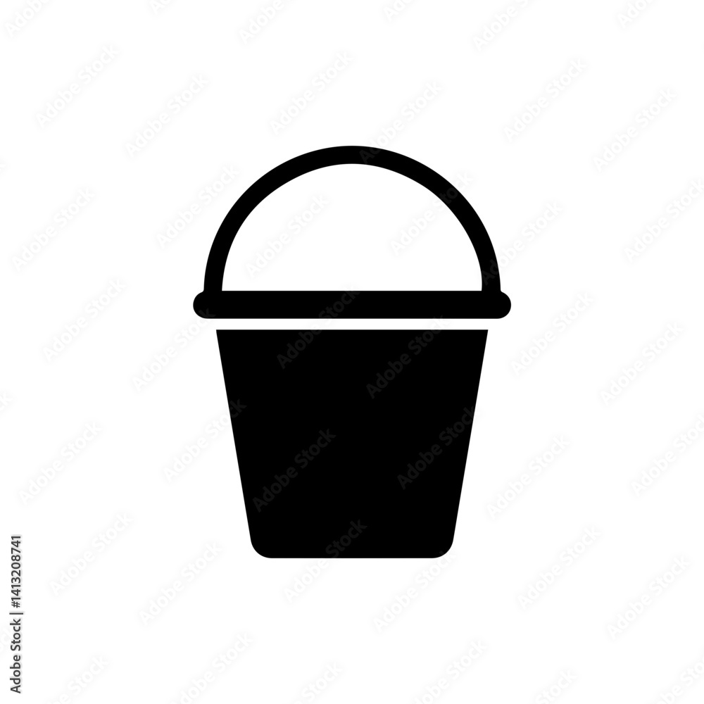 Bucket Icon with Handle Black Flat Minimal Shape Bucket Icon with Handle Black Flat Minimal Shape