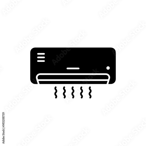 Air Conditioner Icon Black Flat Solid Outline