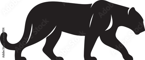 Black Panther Silhouette Vector Walking in Side Profile

