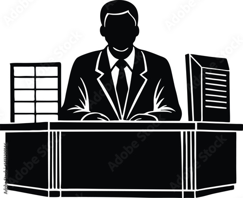 Silhouette of News anchor at desk

