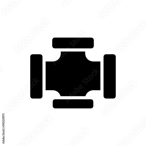 Pipe Joint Icon Flat Black Solid Clean Outline