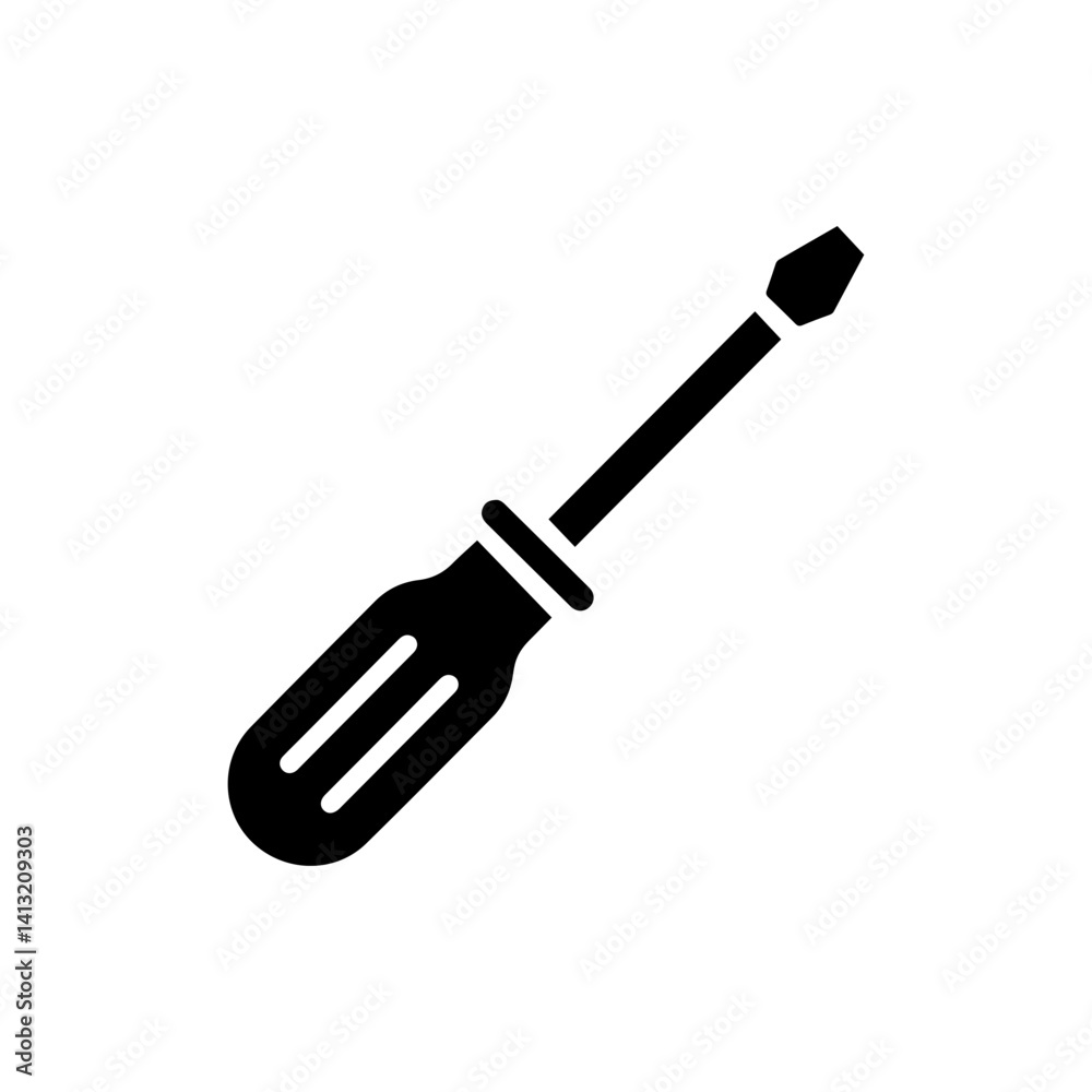 Screwdriver Crosshead Icon Flat Style Black Outline Screwdriver Crosshead Icon Flat Style Black Outline