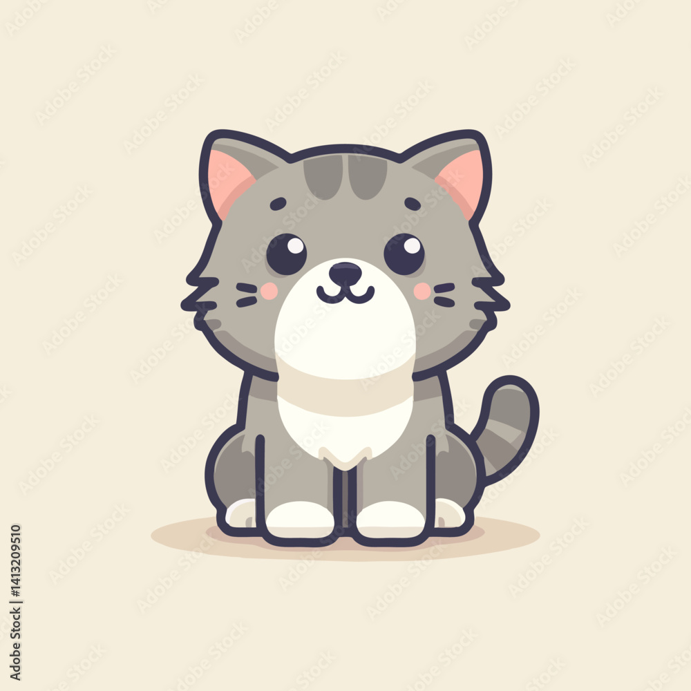 Kawaii cat vector with cute expression fluffy fur and curled tail suitable for use in pet related designs children’s art and cartoon branding Kawaii cat vector with cute expression fluffy fur and curled tail suitable for use in pet related designs children’s art and cartoon branding