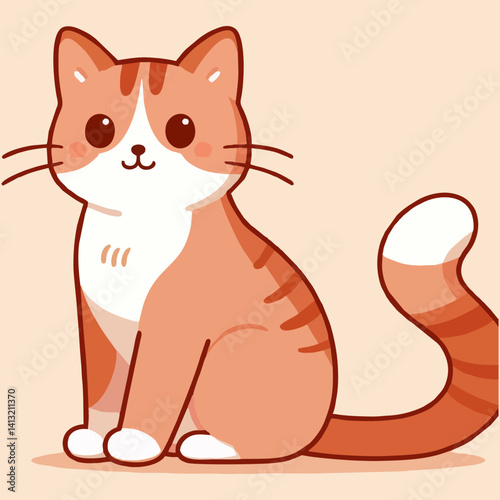 Playful cartoon kitty vector design with fluffy cheeks adorable paws and expressive eyes for use in children’s animal graphics and branding