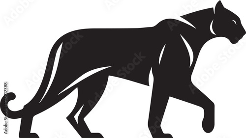 Black Panther Silhouette Vector Walking in Side Profile

