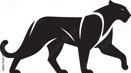 Black Panther Silhouette Vector Walking in Side Profile

