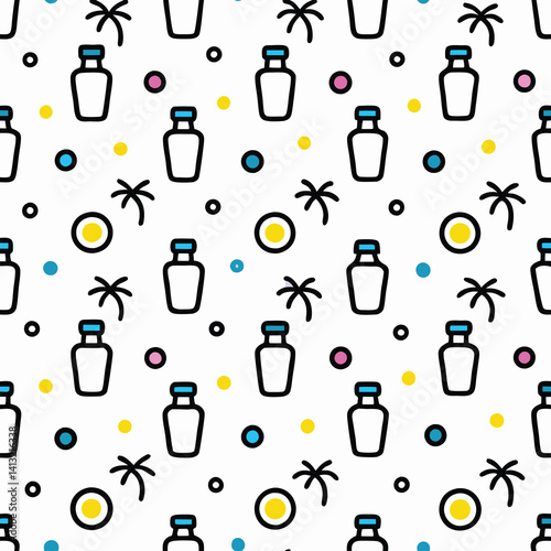 Summery Bottles and Palm Trees Pattern
