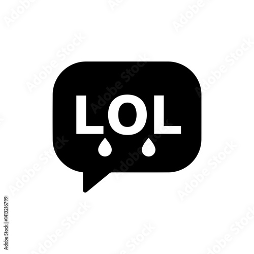 Speech bubble with LOL and tears representing extreme laughter